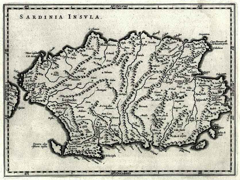 Where is Sardinia? Ancient map of the island